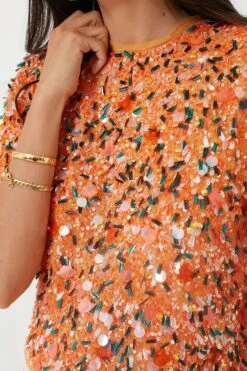 Orange Sequins Shelby Top -Outfit And Shoe Sales Store 05VY3KlixIheaS9IwGZJctNA2CQV09sP 1