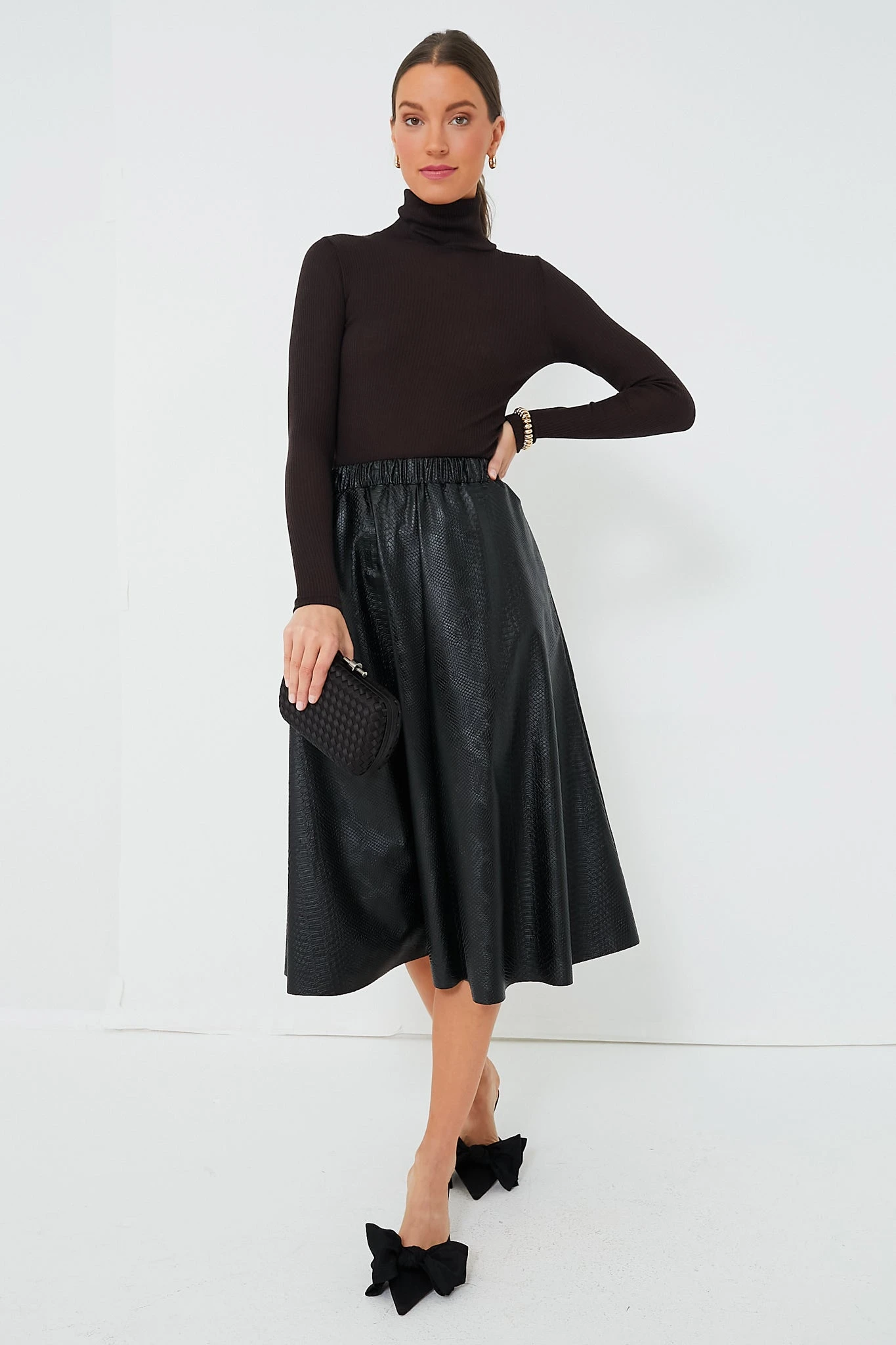 Black Vilma Vegan Leather Embossed Skirt 6 Black Vilma Vegan Leather Embossed Skirt - Image 6