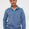 Marine Layer Blue Heather Plus Olive Corbet Reversible Pullover