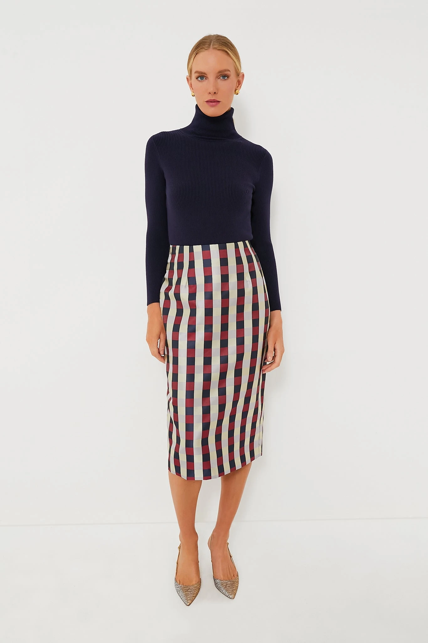 Bordeaux Check Jacquard Cynthia Skirt 6 Bordeaux Check Jacquard Cynthia Skirt - Image 6