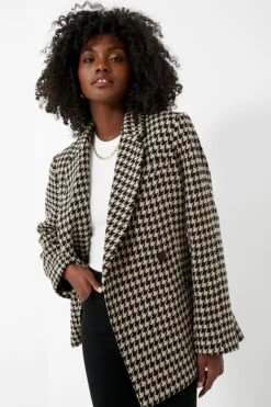 ANINE BING Black And Nude Houndstooth Kaia Blazer