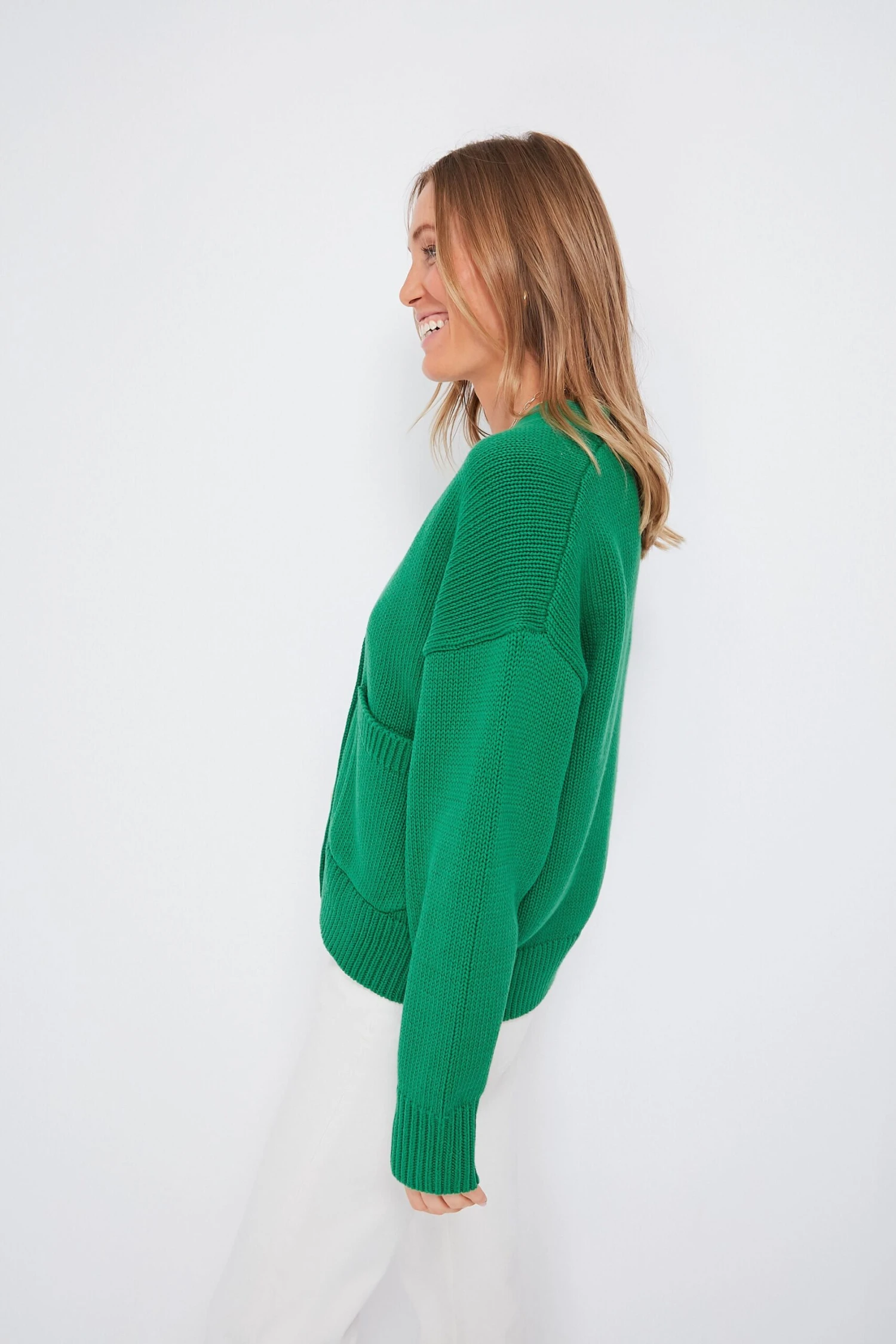 Verdant Green Cotton Emma Cardigan 3 Verdant Green Cotton Emma Cardigan - Image 3