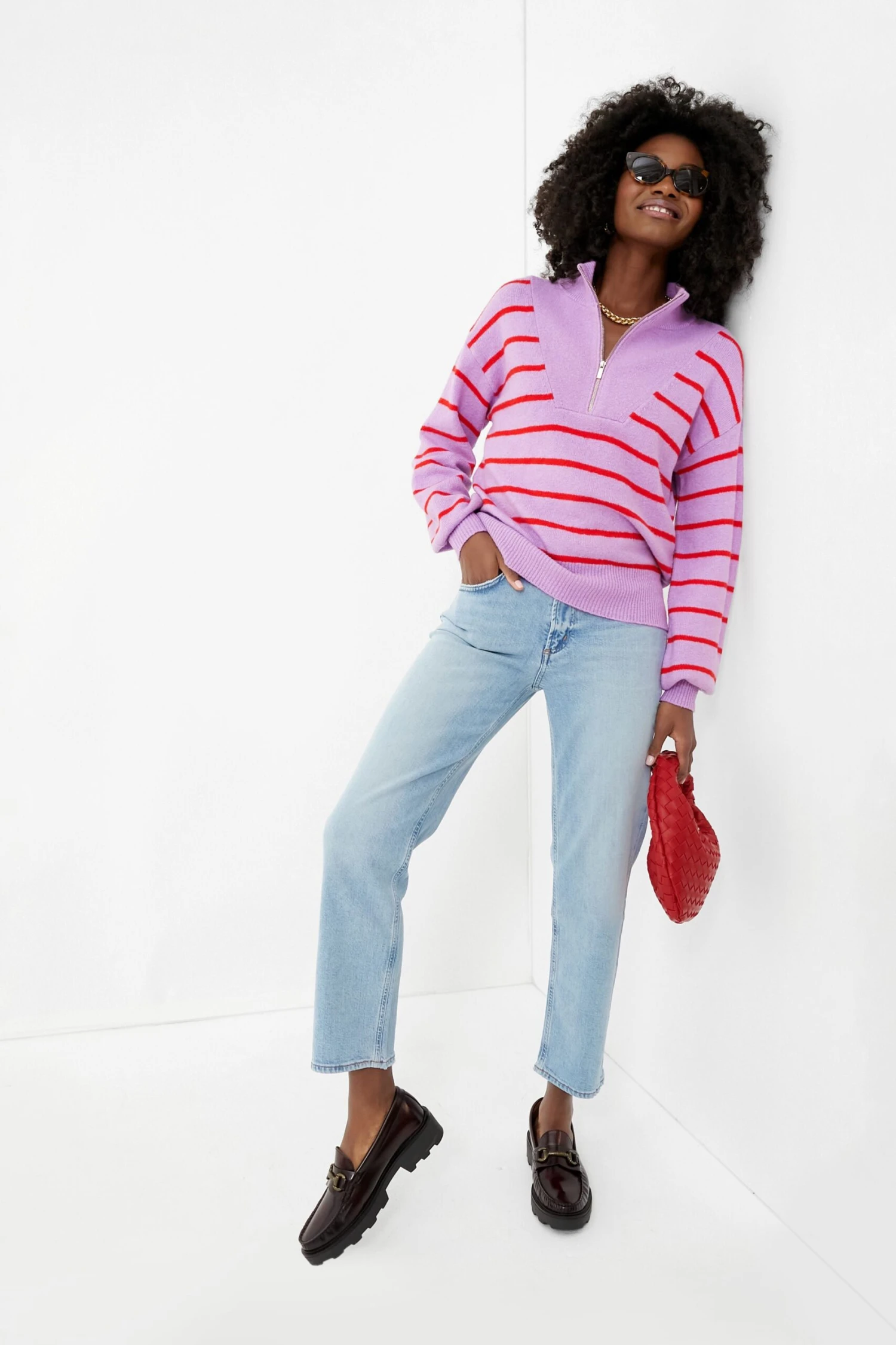 Purple Striped Quarter Zip 2 Purple Striped Quarter Zip - Image 2