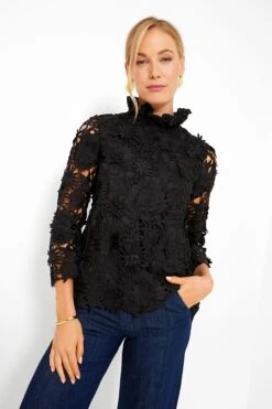 Black Guipure Lace Faye Blouse