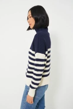 Navy Colorblock Stripe Organic Carolyn Funnel Neck Sweater -Outfit And Shoe Sales Store 397qF8dW0ACcXUphLcup2WipOcemgopm 1