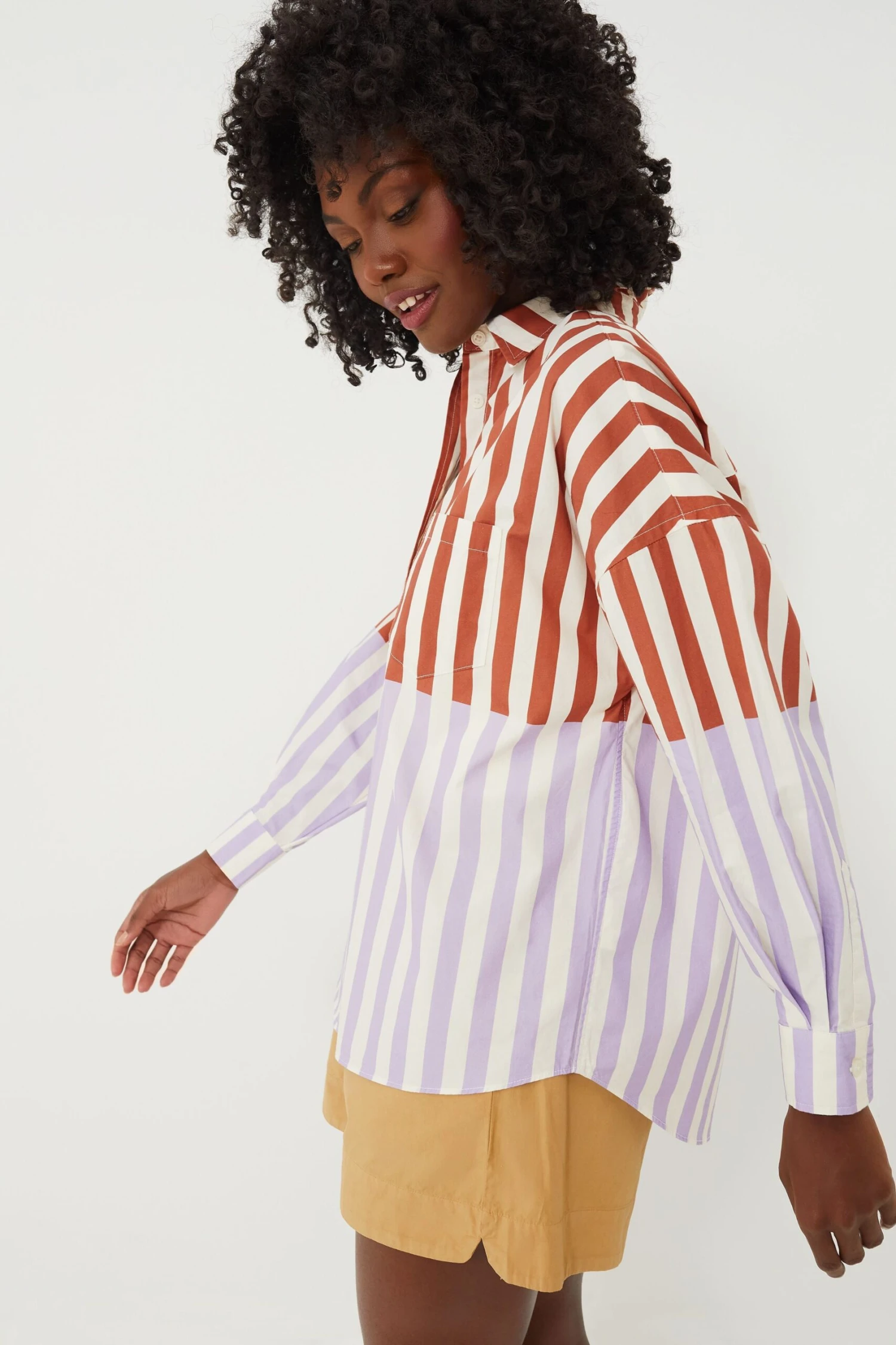 Rust And Light Violet Chiara Combination Stripe Shirt 3 Rust And Light Violet Chiara Combination Stripe Shirt - Image 3