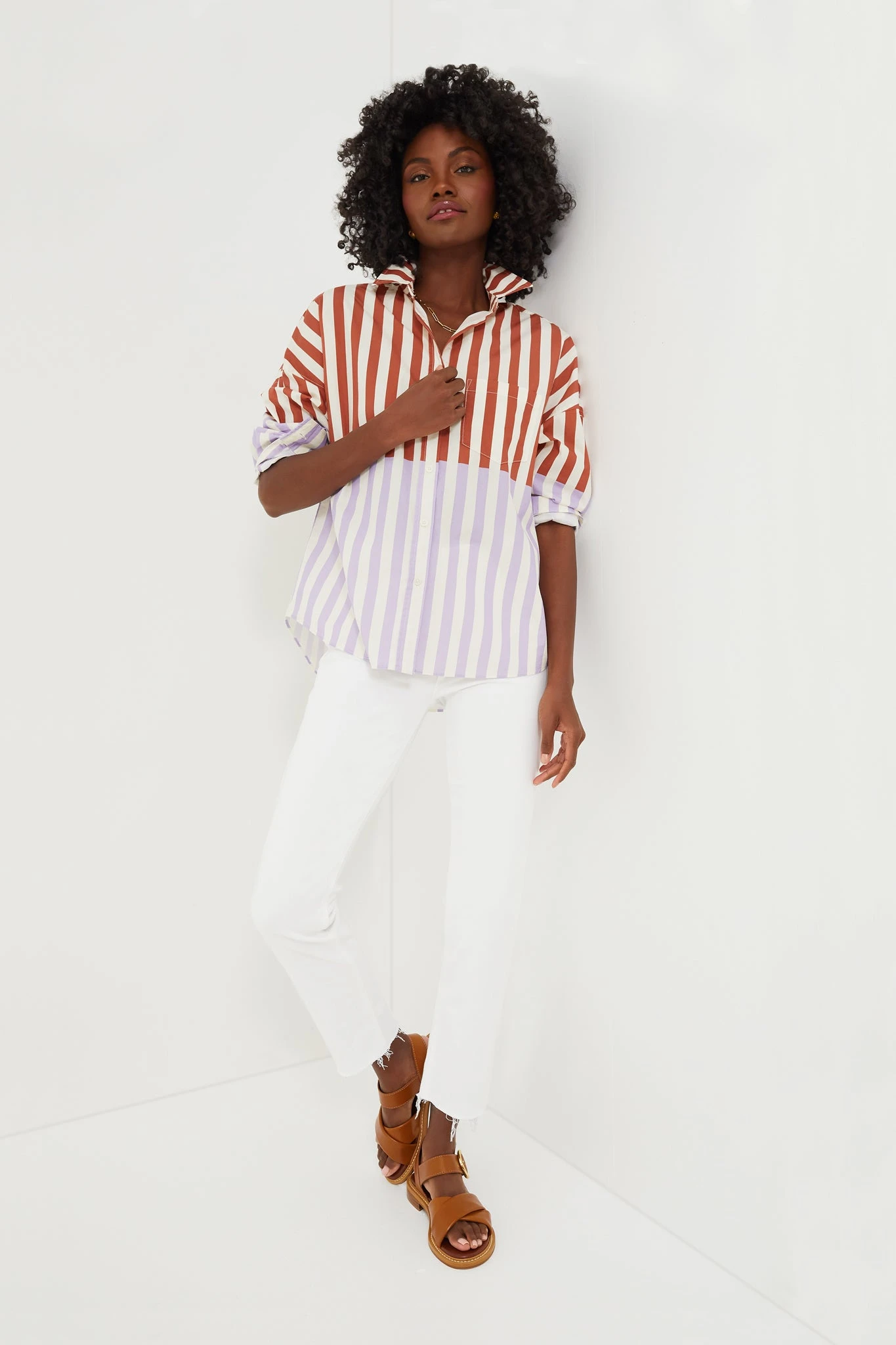 Rust And Light Violet Chiara Combination Stripe Shirt 6 Rust And Light Violet Chiara Combination Stripe Shirt - Image 6