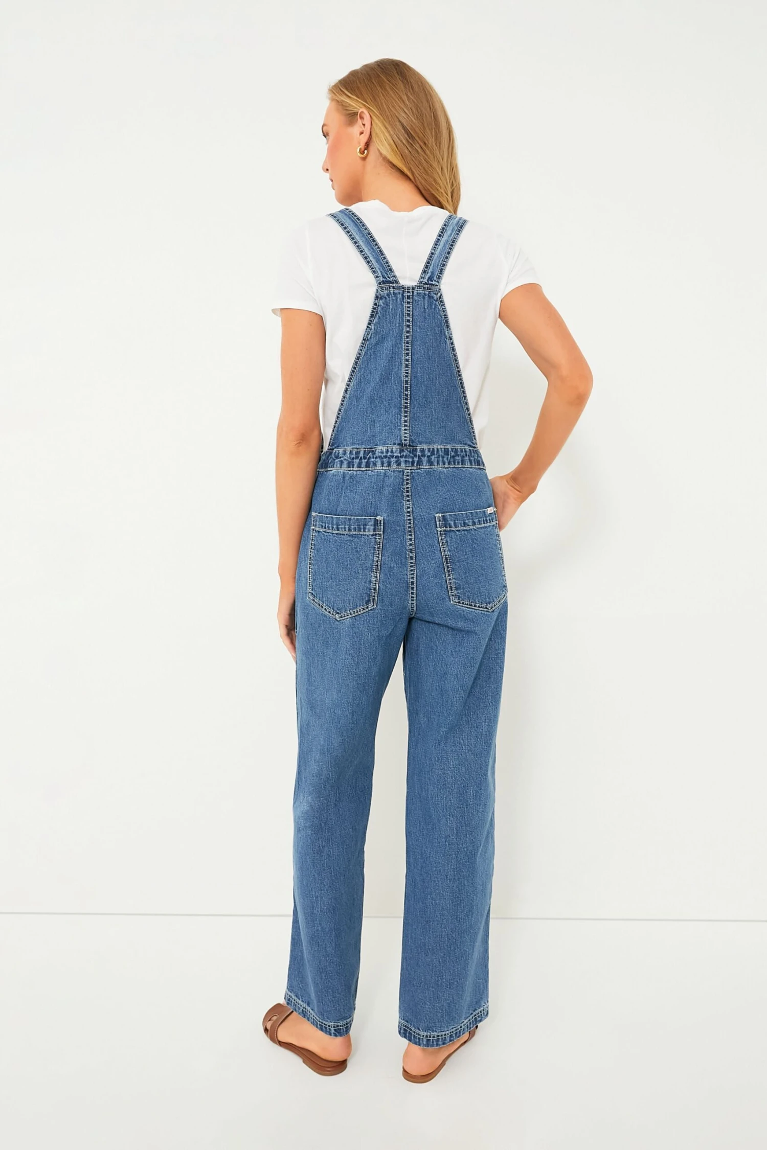 Paris Medium Wash Straight Leg Denim Overalls 4 Paris Medium Wash Straight Leg Denim Overalls - Image 4
