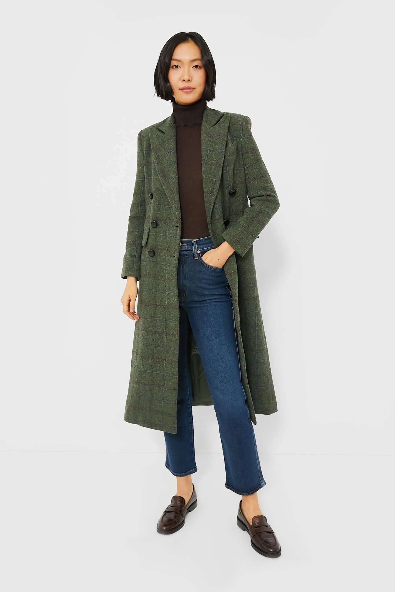 Green Plaid Wool Julius Long Coat 2 Green Plaid Wool Julius Long Coat - Image 2