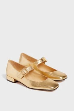 Gold Leather Low Mary Janes -Outfit And Shoe Sales Store 4NM6bP7uefgXVScgroE0kZsjdv50M6B7 1