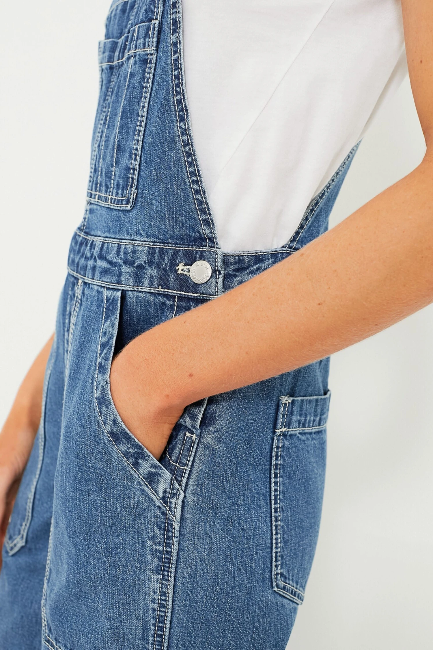 Paris Medium Wash Straight Leg Denim Overalls 5 Paris Medium Wash Straight Leg Denim Overalls - Image 5