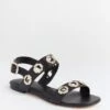 Black Leather Milan Flat Sandals