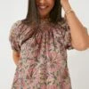 Rose Ankara Smocked Neck Top