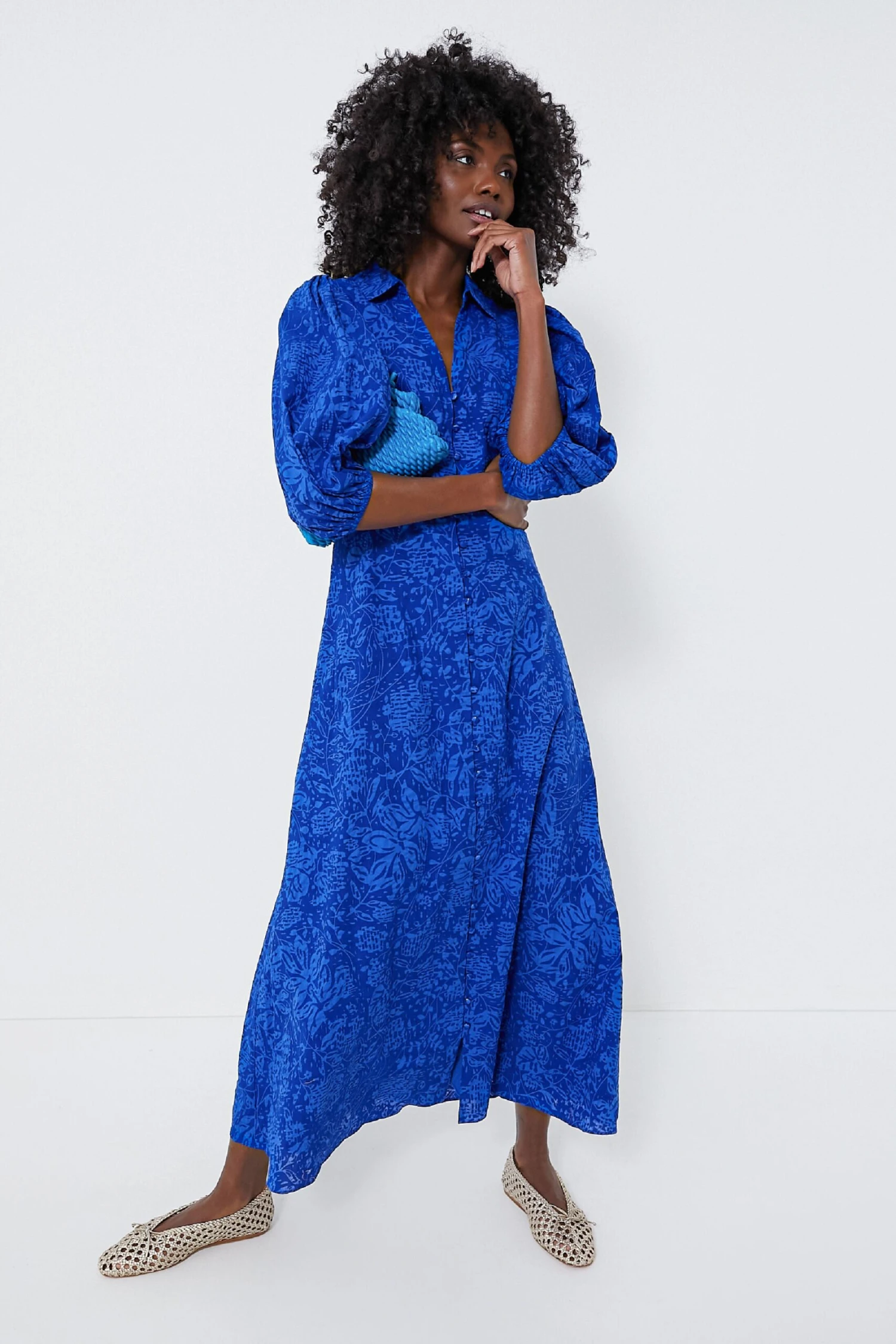 Royal Blue Button Front Brady Maxi Dress 3 Royal Blue Button Front Brady Maxi Dress - Image 3