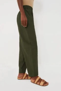 Ganni Kombu Green Cotton Crepe Elasticated Curve Pants -Outfit And Shoe Sales Store 5OlntQUGX0gB1jzPRdnQqBgzbAUd9EdU 1