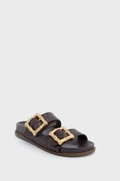 Schutz Dark Chocolate Enola Woven Sandals
