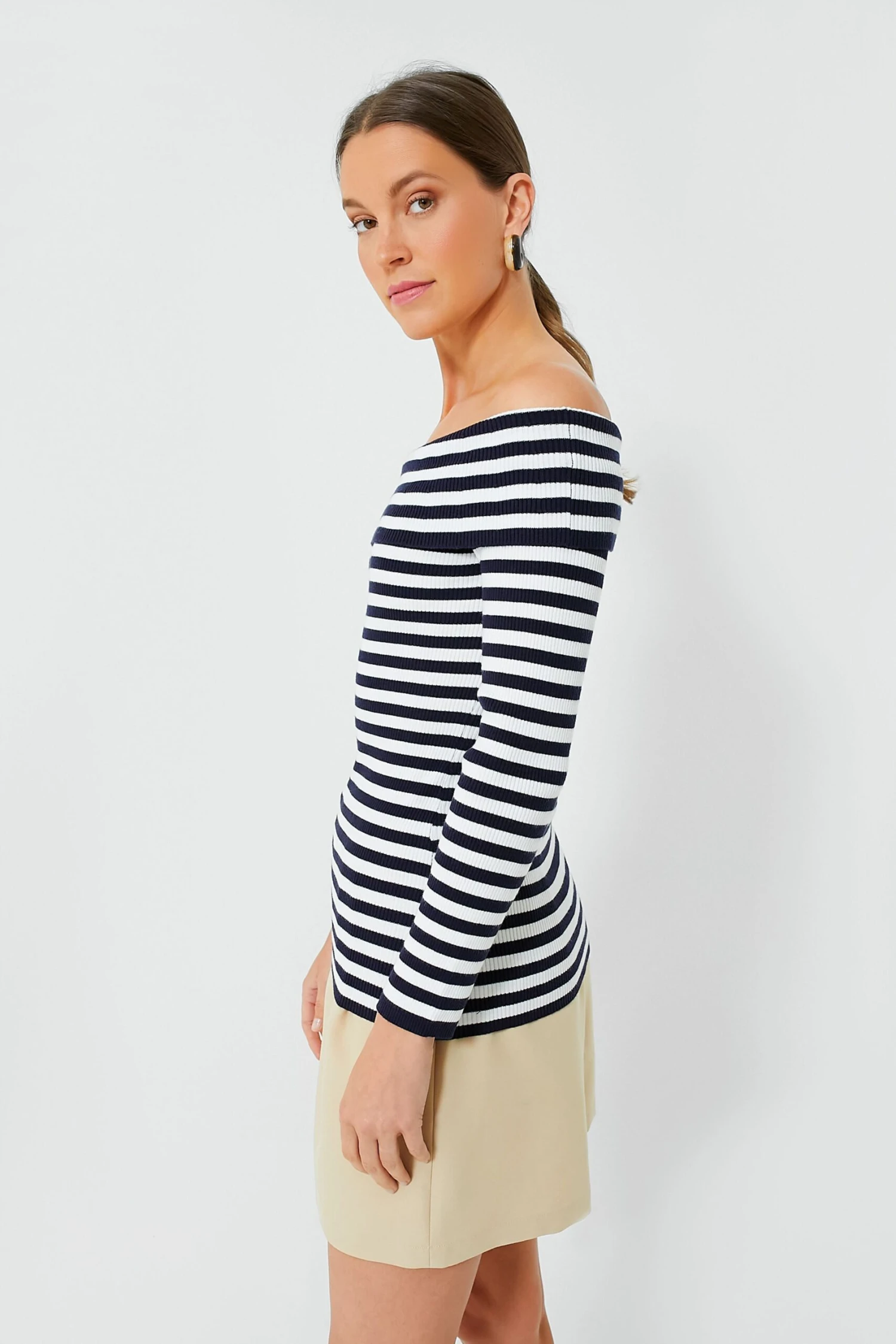 Navy Stripe Off The Shoulder Reese Top 3 Navy Stripe Off The Shoulder Reese Top - Image 3