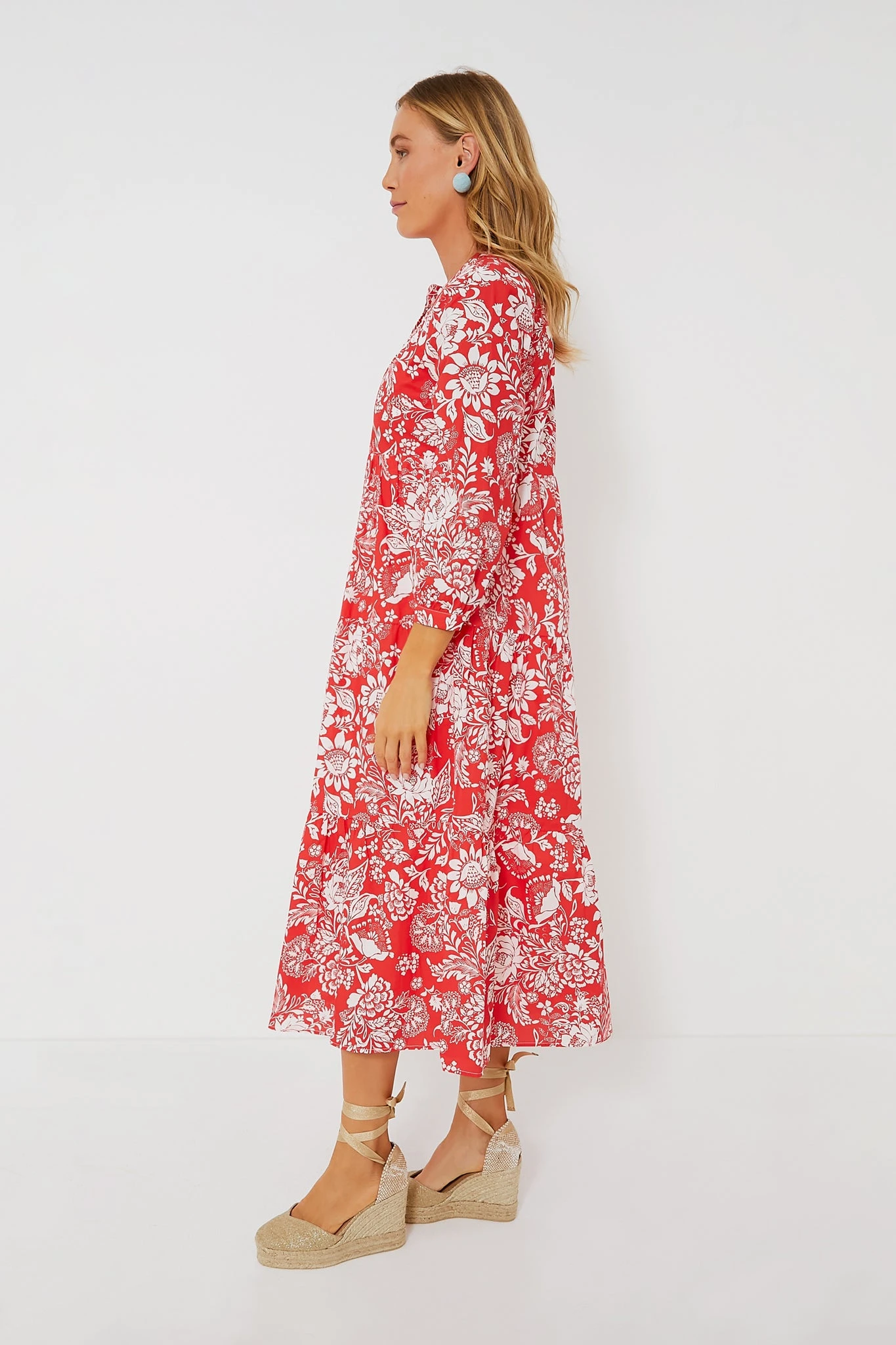 Red Floral McCauley Midi Dress 3 Red Floral McCauley Midi Dress - Image 3