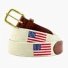 Light Khaki American Flag Needlepoint Belt