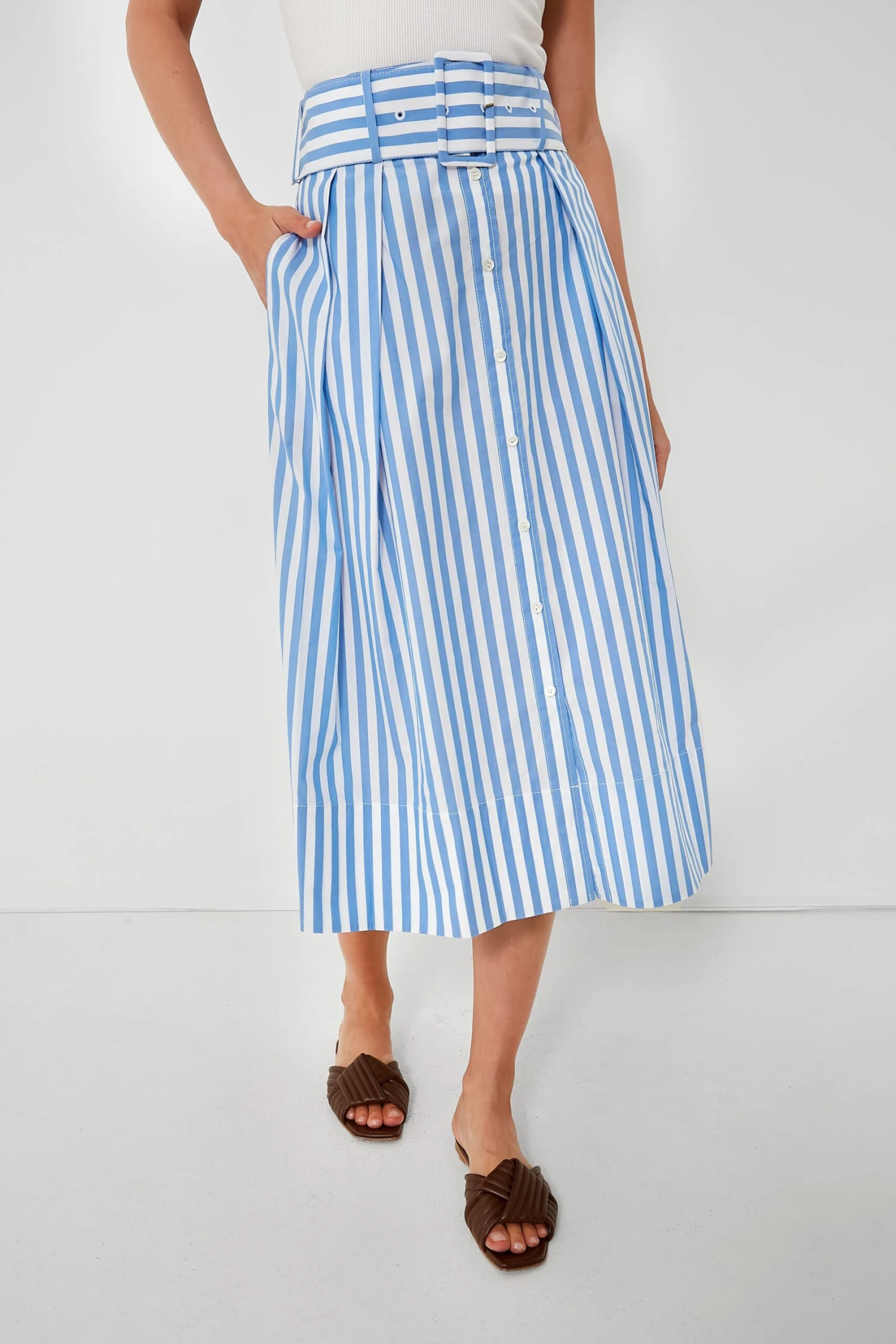 Staud Sea Stripe Kingsley Skirt 1 Staud Sea Stripe Kingsley Skirt