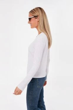 White Modern Slub Long Sleeve Tee -Outfit And Shoe Sales Store 6shXTorHq855w07EwLYXgPhR4rscfS2A 1