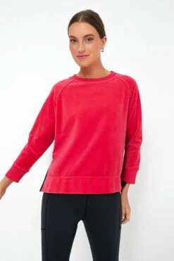 Hot Pink Velour Maggie Pullover