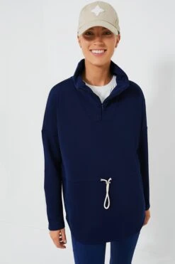 Navy Cinched Natalie Quarter Zip -Outfit And Shoe Sales Store 7ZRZrxpZf33Q2GGteWvbRoBmGGMMmSTX 1