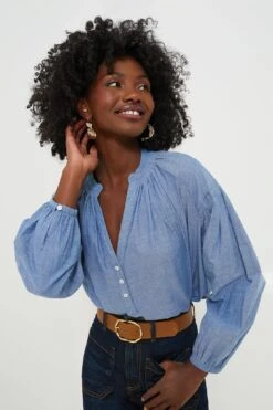 Vanessa Bruno Chambray Nipoa Button Blouse