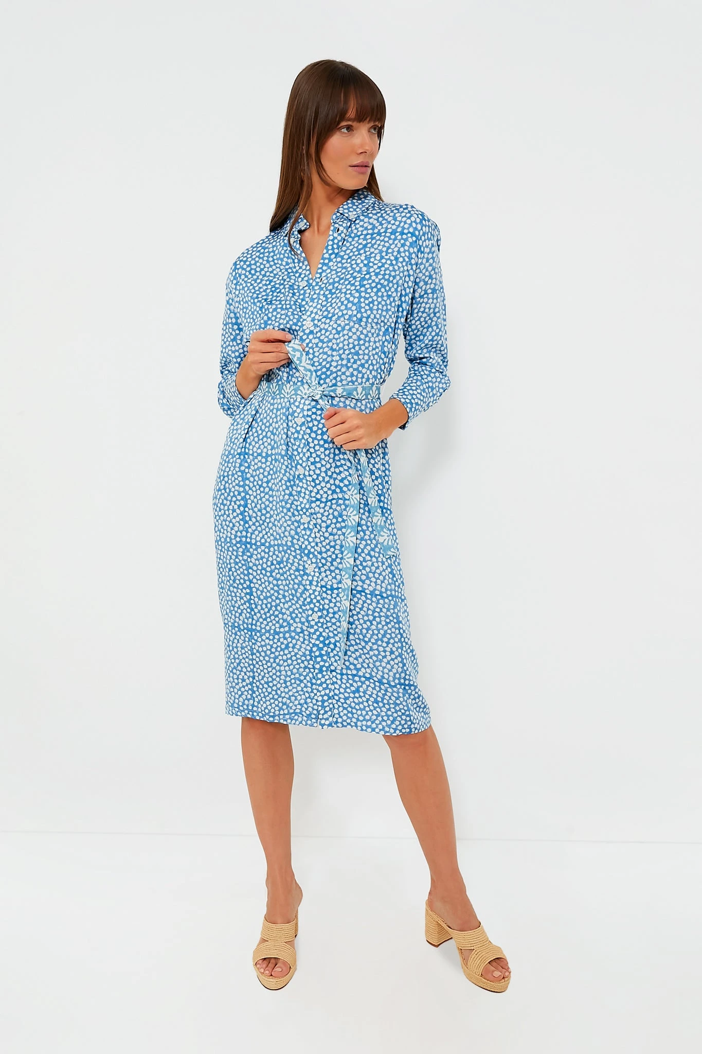 Painterly Dots Blue Ry Shirtdress 2 Painterly Dots Blue Ry Shirtdress - Image 2