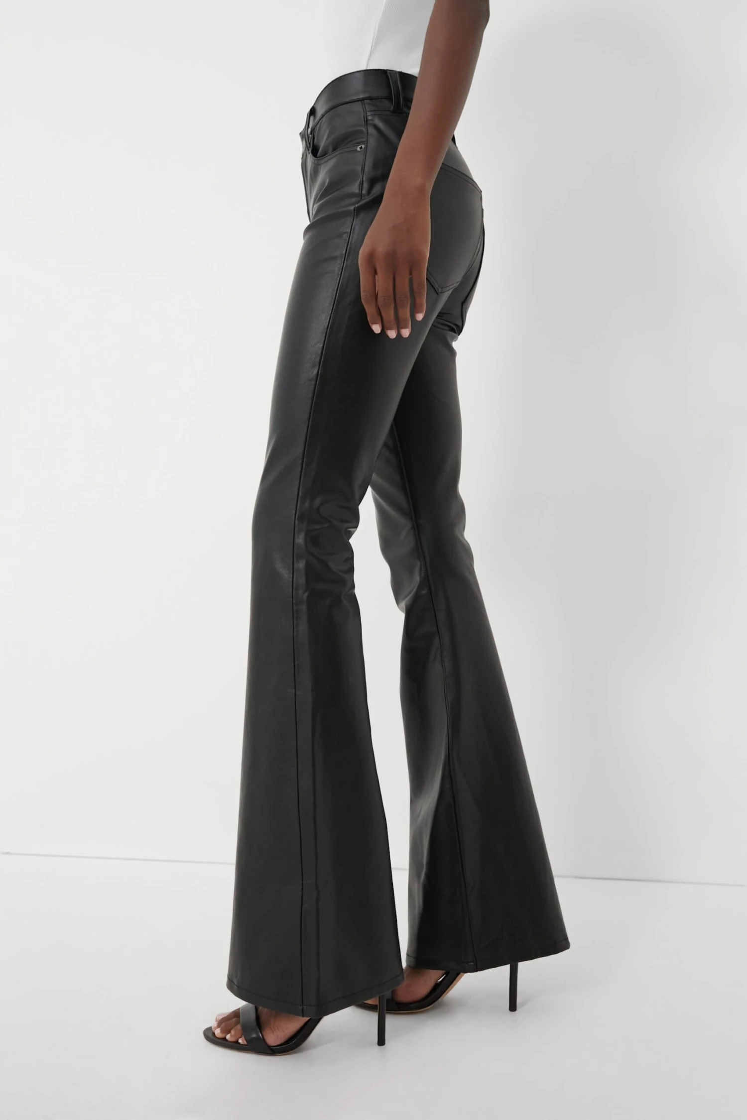 Veronica Beard Black Vegan Leather Beverly High Rise Skinny Flare 3 Veronica Beard Black Vegan Leather Beverly High Rise Skinny Flare - Image 3