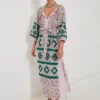 Pink And Green Manjur Kaftan