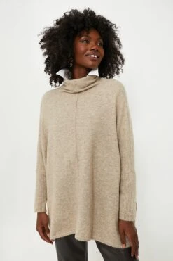 Taupe Turtleneck Soft Sweater