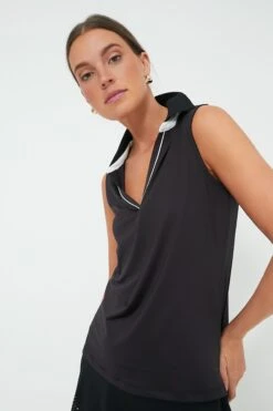Black Sleeveless Caroline Polo