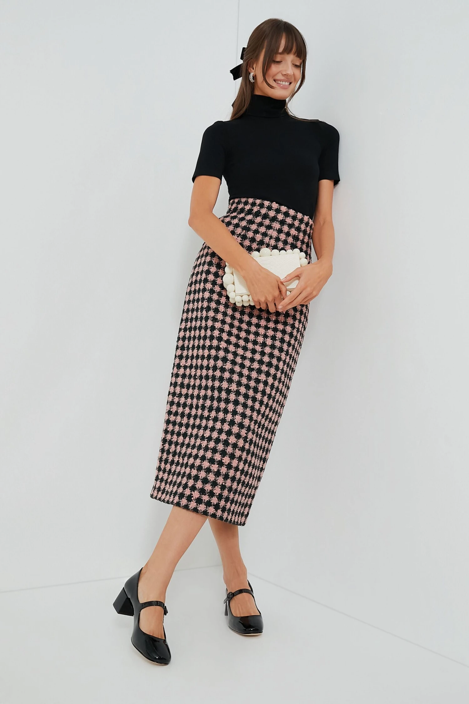 Dark Green And Pink Lorinda Heritage Wool Skirt 2 Dark Green And Pink Lorinda Heritage Wool Skirt - Image 2