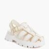 Loeffler Randall Cream Leather Talia Platform Fisherman Sandal