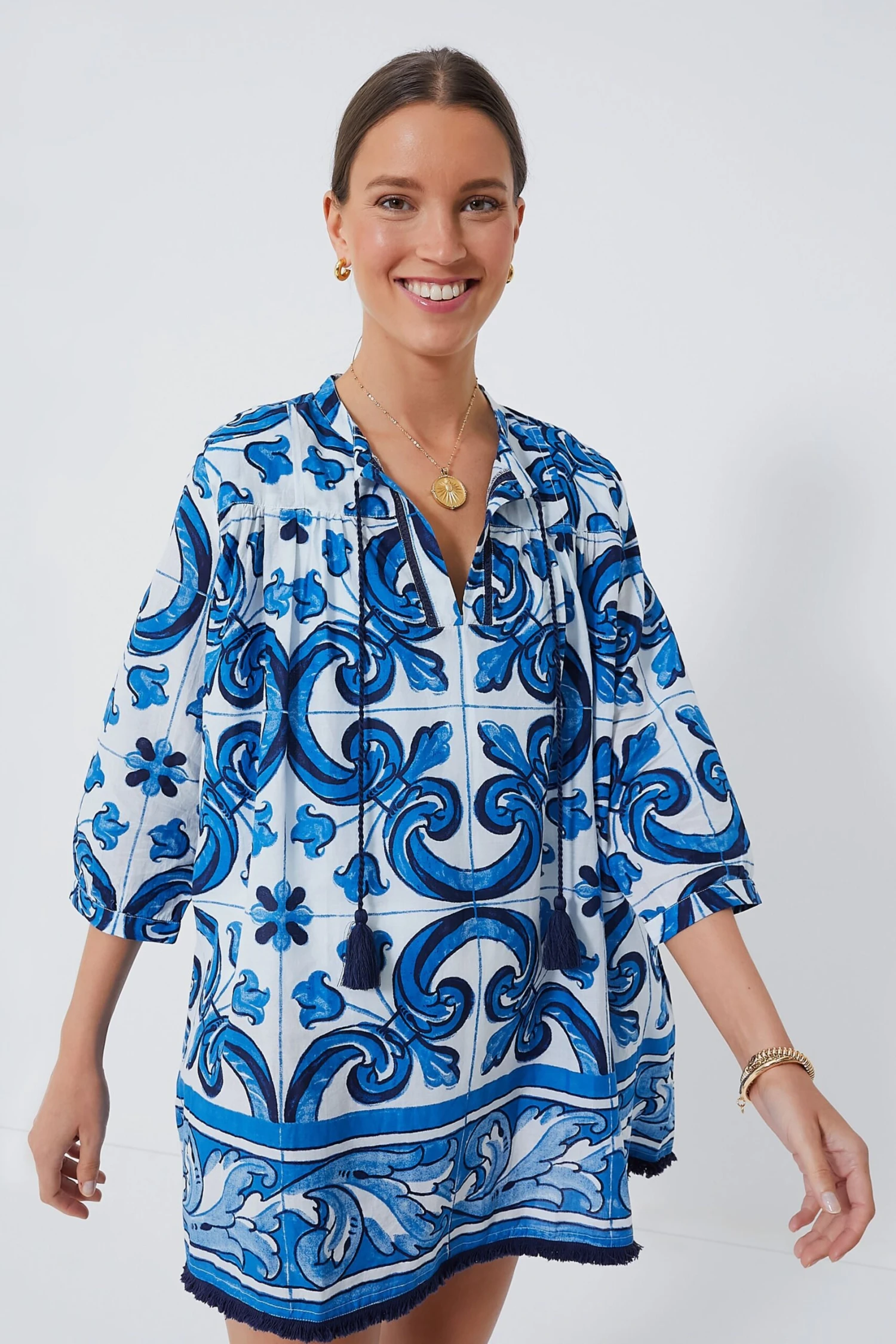 Capri Blue Majolica Tile Bondi Coverup 2 Capri Blue Majolica Tile Bondi Coverup - Image 2