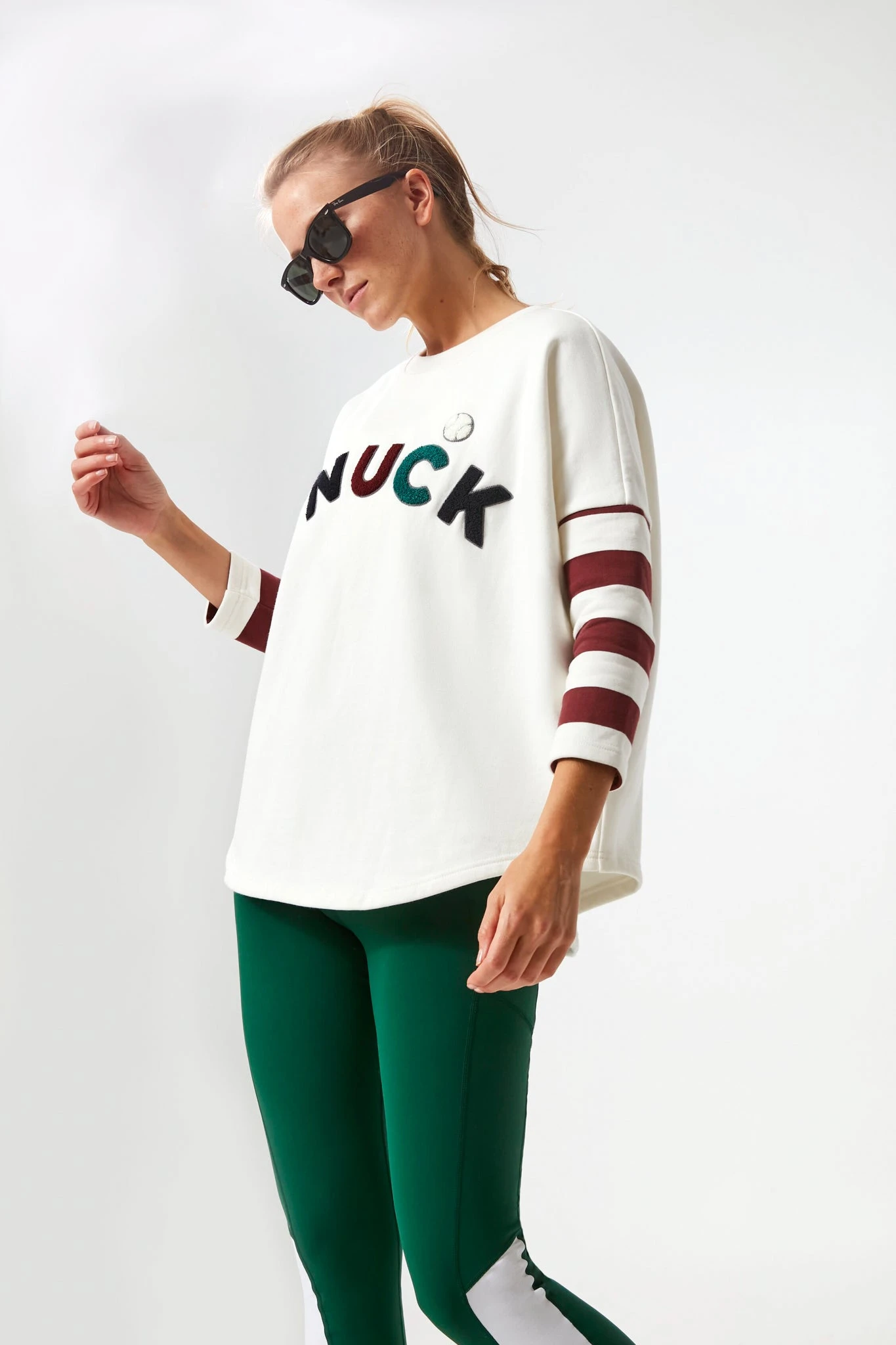 White Varsity Ally Swing Sweatshirt 1 White Varsity Ally Swing Sweatshirt