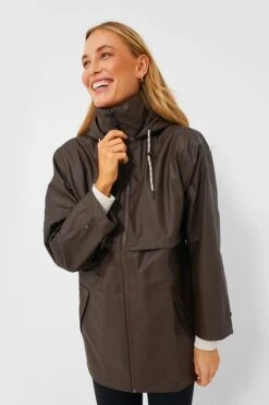 Varley Dark Truffle Alyssa Rain Jacket