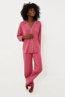 Eberjey Raspberry Gisele Long PJ Set