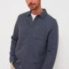 Marine Layer Navy Heather Oatmeal Corbet Quilted Overshirt