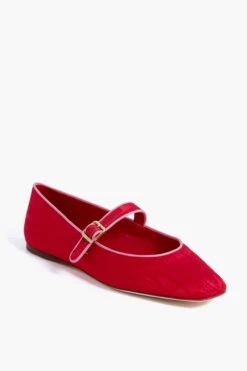 Loeffler Randall Red Moire Ginger Mary Jane Flat