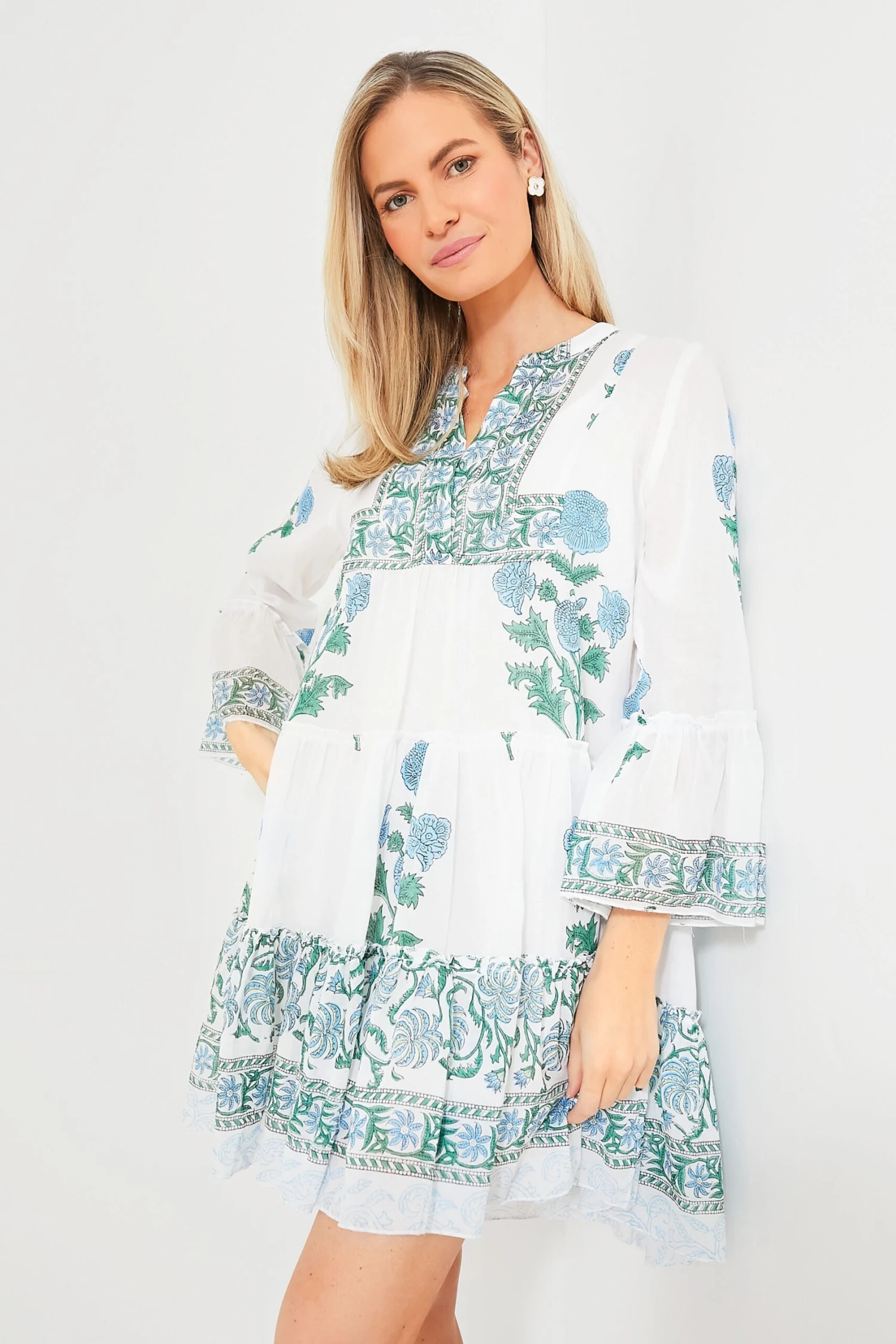 Exclusive White Poppy Flared Sleeve Dress 2 Exclusive White Poppy Flared Sleeve Dress - Image 2