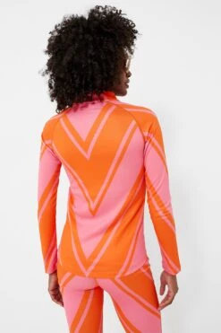 Azalea Pink And Orange Chevron Print Thermal Half Zip -Outfit And Shoe Sales Store ASexIGu9oCyEti4bj89afYsISJmqM27K 1
