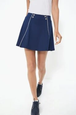 Navy Piped 15 Inch Renee Golf Skirt