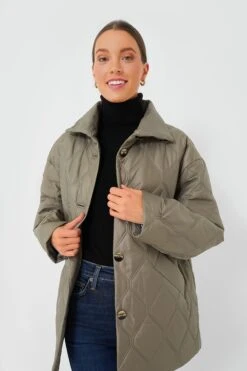 Ganni Fallen Rock Shiny Quilt Jacket