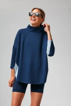 Navy And Breezy Blue Ally Swing Sweatshirt