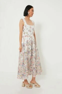 White And Flower Print Midi Dress -Outfit And Shoe Sales Store AlWCwWMyCxeTpMi1y2FdaMUAL12wqNqI 1