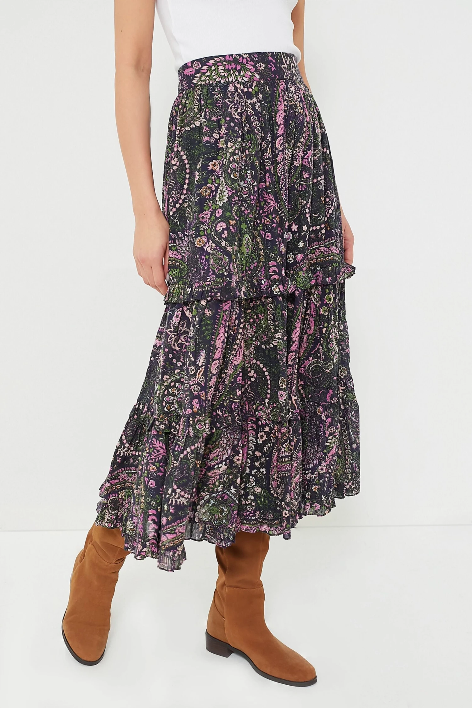 Caymen Paisley Purple Darcy Ankle Skirt 1 Caymen Paisley Purple Darcy Ankle Skirt