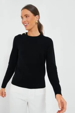 Ganni Black Cashmere Mix O-Neck Pullover
