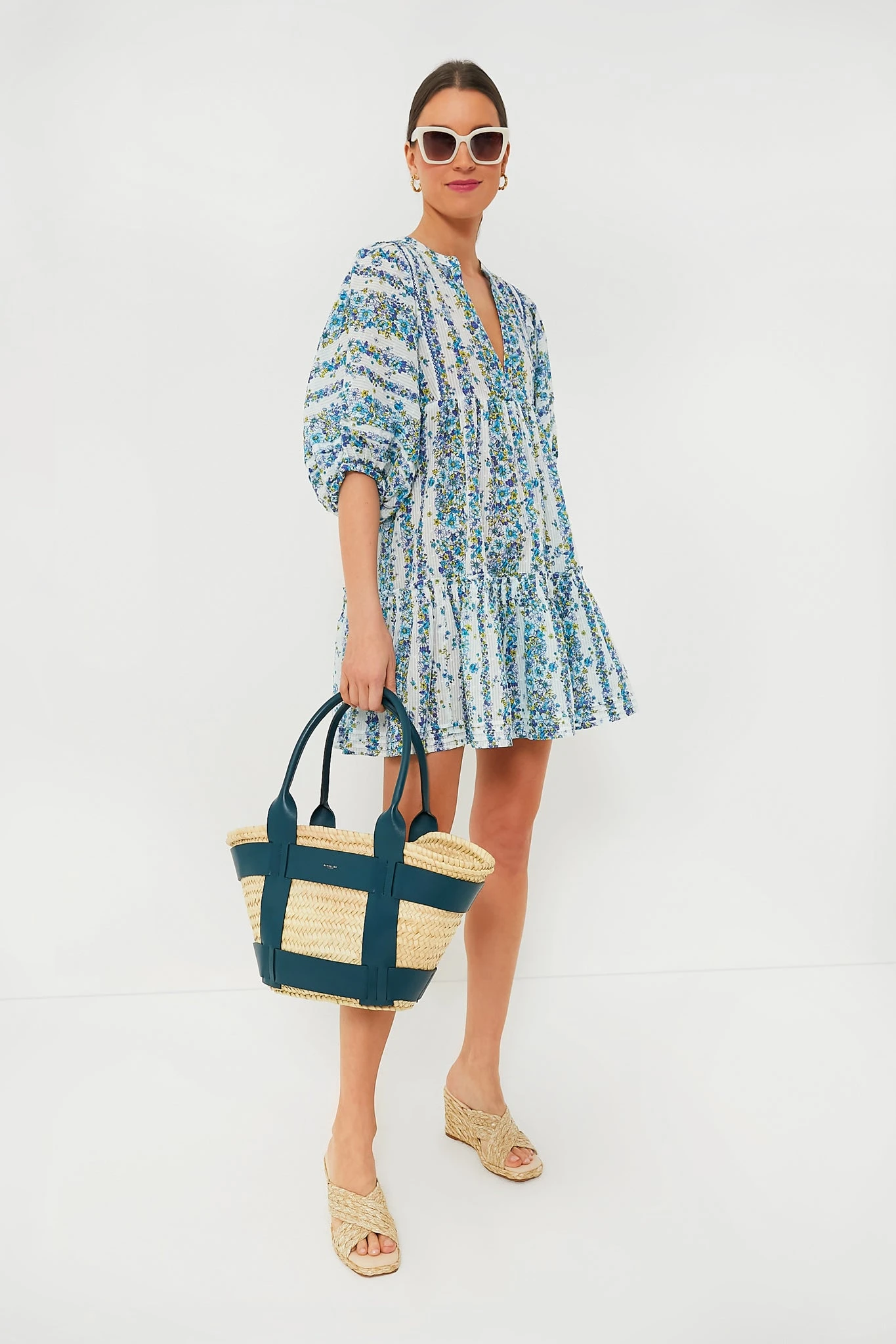 Blue Waves Flowers Aria Mini Dress 6 Blue Waves Flowers Aria Mini Dress - Image 6